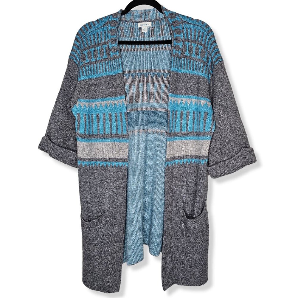 Sundance XS Grey Blue Cardigan Wool Cashmere Boho Western Festival Pockets Cozy